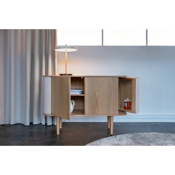 Crna/smeđa niska komoda u dekoru hrasta 109x75 cm Treasures – UMAGE-image-1