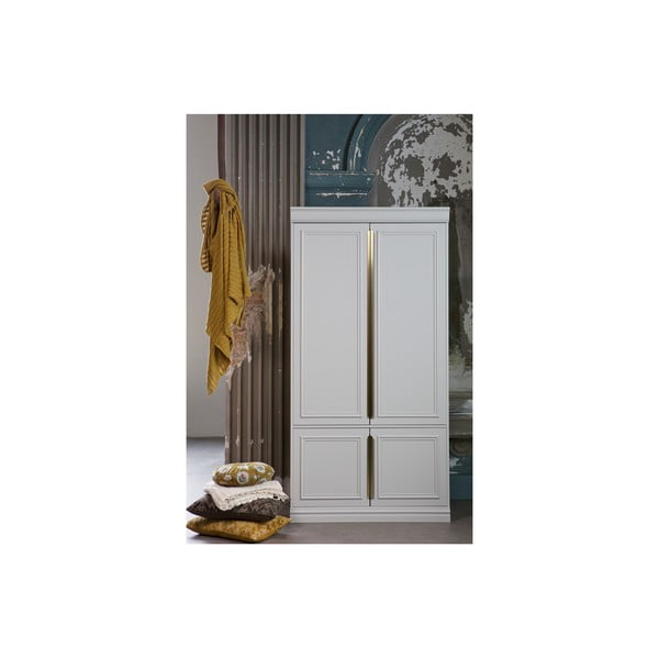 Svijetlo sivi ormar od masivnog bora 110x215x62 cm Organize – WOOOD-image-1