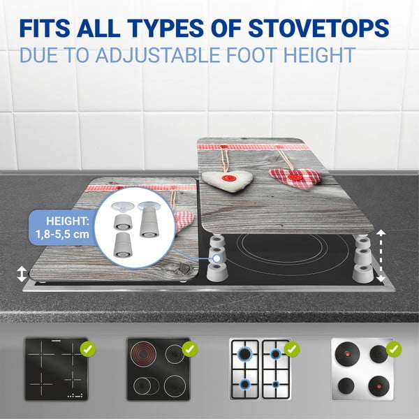 Set od 2 staklena poklopca za štednjak Wenkoo Heart, 52 x 30 cm-image-3