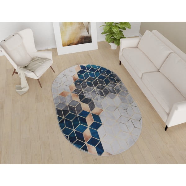 Bijelo-petrolej zeleni perivi tepih 60x100 cm – Vitaus-image-1