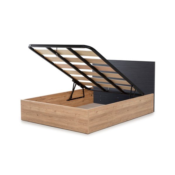 Sivi bračni krevet s prostorom za odlaganje i podnicom 160x200 cm Kronos - Marckeric-image-4