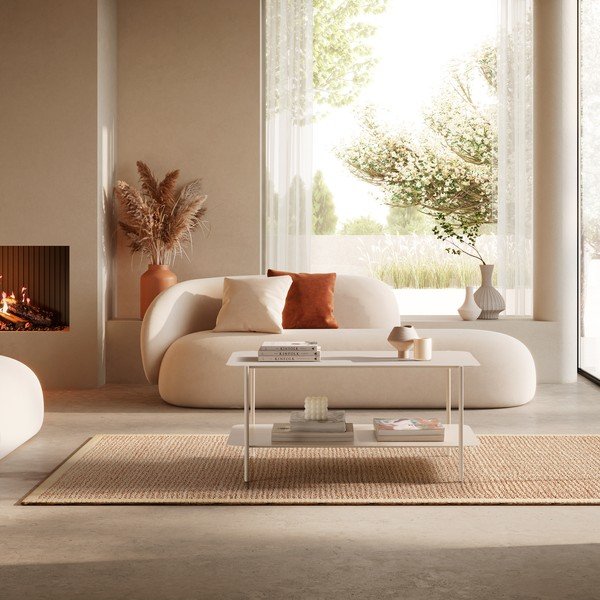 Krem metalni stolić za kavu 58x90 cm Beatrix – MOME-image-1