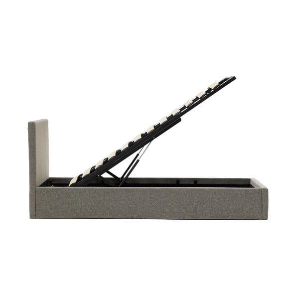 Sivi tapecirani krevet s prostorom za odlaganje s podnicom 90x200 cm Nahiri – Kave Home-image-3