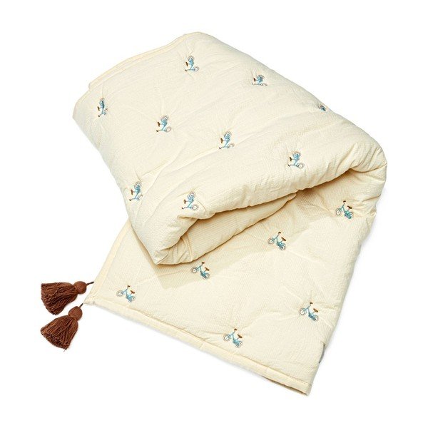 Crvena/svijetlo žuta prošivena deka za bebe od organskog pamuka 90x120 cm Bicycles – Cam Cam Copenhagen