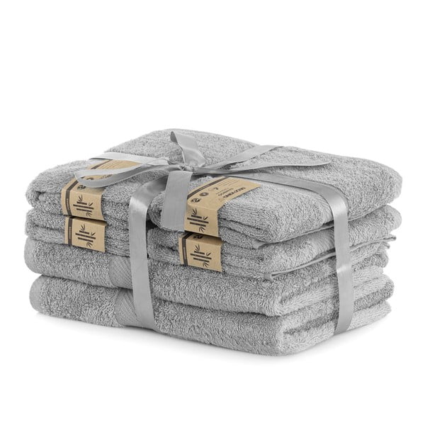 Sivi set ručnika 6 kom od mješavine bambusa od frotira Bamby – DecoKing-image-1