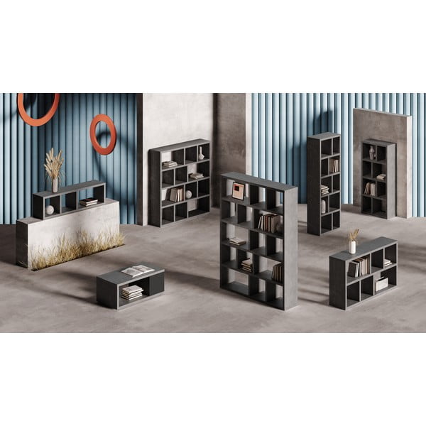 Siva biblioteka u betonskom dekoru 150x83 cm Berlin – TemaHome-image-1