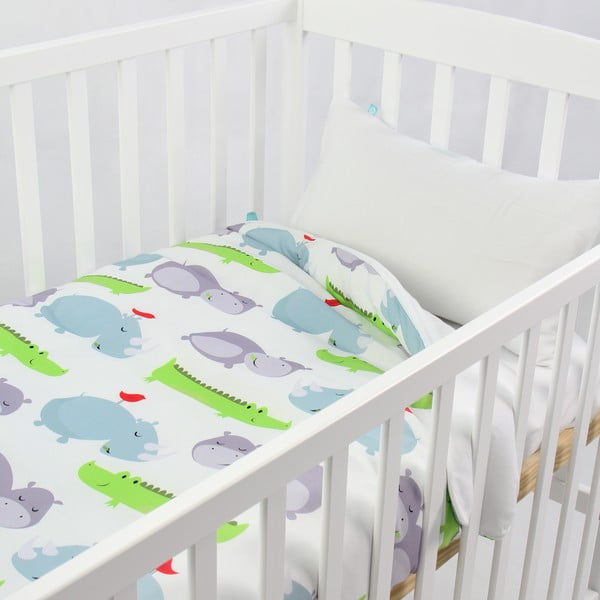 Pamučne plahte za duvet i jastuk za bebe Mr. Fox Hippo, 100 x 120 cm-image-1
