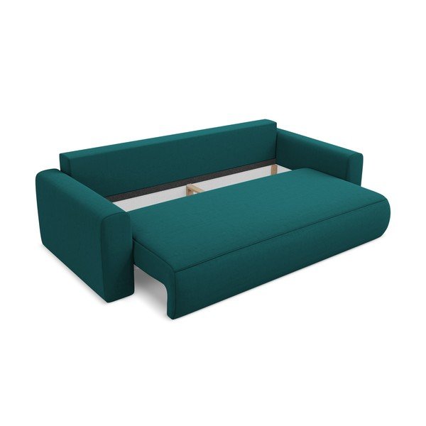 Tirkizna baršunasti sklopiva/s prostorom za odlaganje sofa 238 cm Kapua – Makamii-image-4