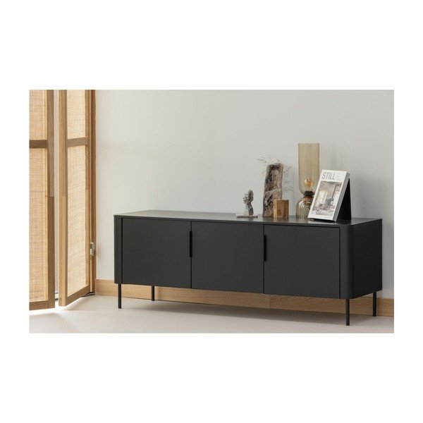 Mat crna TV komoda od masivnog bora 154x56x44 cm Gunnar – WOOOD-image-1