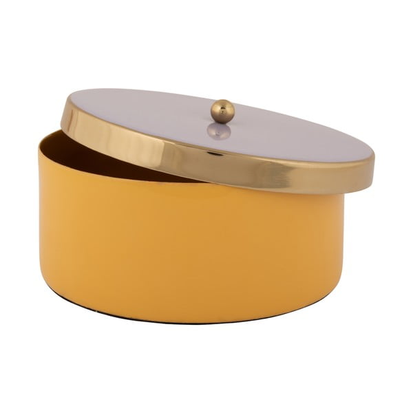 Žuta  dekorativna metalna kutija za pohranu ø 16x6 cm Double Funky – PT LIVING-image-3