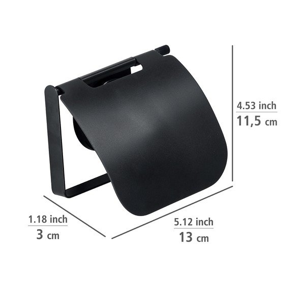 Crni zidni držač za toaletni papir Wenko Static-Loc® Plus-image-1
