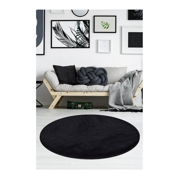 Crni tepih Milano, ⌀ 90 cm