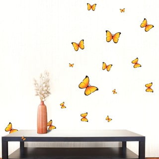 Set od 18 zidnih samoljepljivih naljepnica Ambiance Yellow Butterflies Sticker