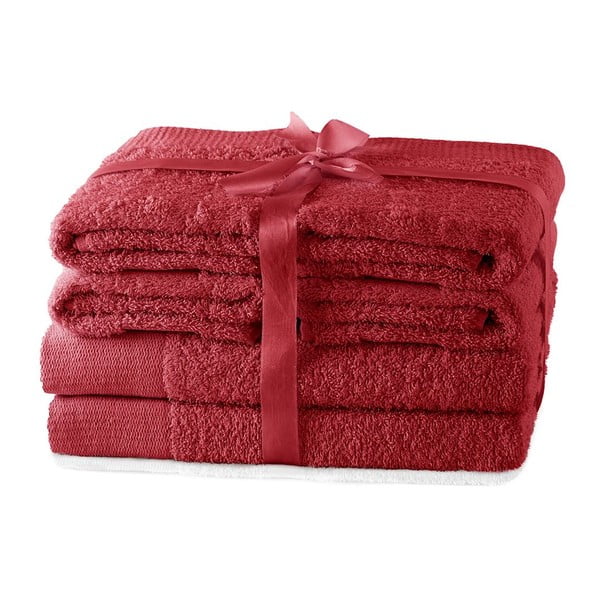 Crveni pamučni set ručnika 6 kom od frotira Amari – Restilo