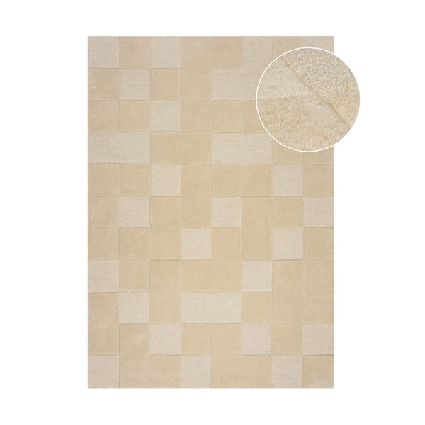 Bež vuneni tepih 290x200 cm Checkerboard - Flair Rugs