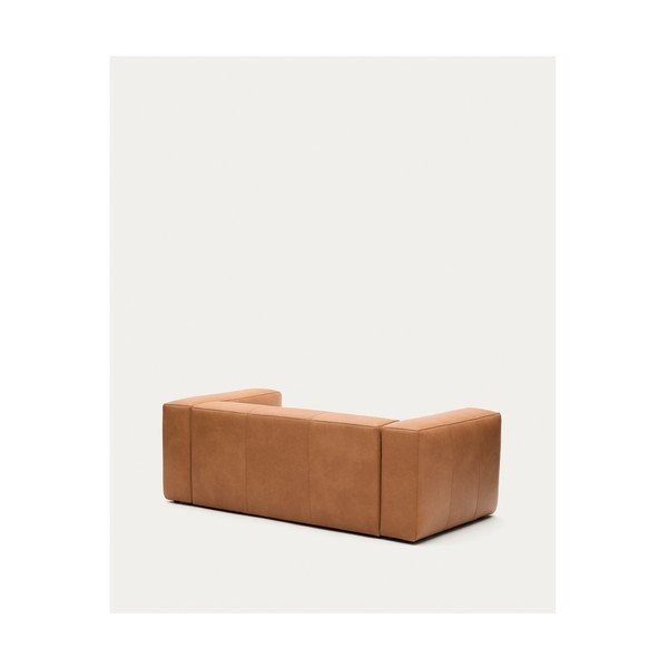 Smeđa kožna sofa 210 cm Blok – Kave Home-image-4