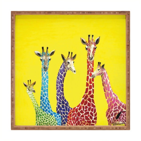 Drveni ukrasni pladanj Žirafe, 40 x 40 cm