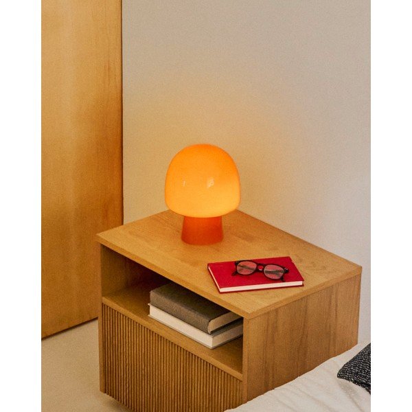 Narančasta stolna lampa sa staklenim sjenilom (visina 20 cm) Reig – Kave Home-image-1