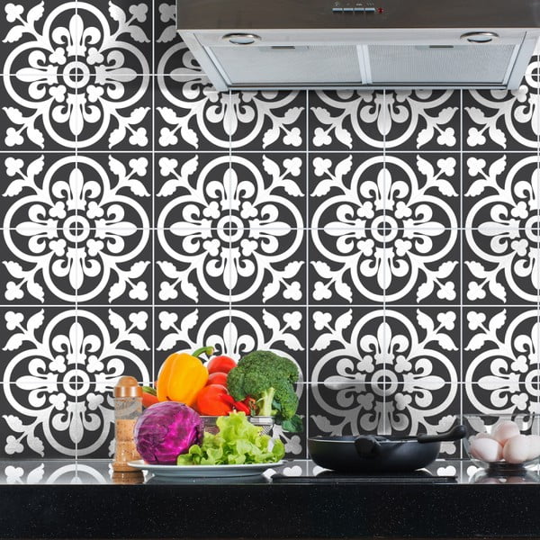 Set od 60 zidnih naljepnica Ambiance Classic Tiles Nijansa sive zidne naljepnice, 15 x 15 cm