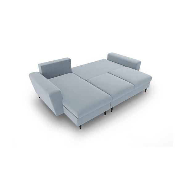 Svijetlo plava baršunasti sklopiva/s prostorom za odlaganje kutna garnitura Kyoto – Cosmopolitan Design-image-2