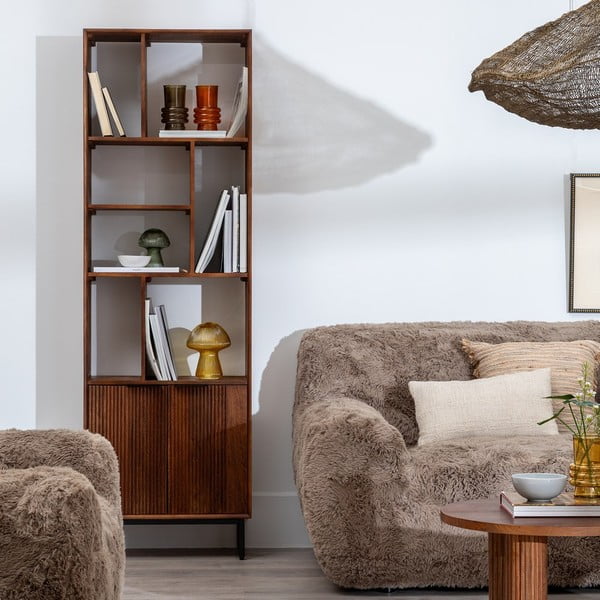 Smeđa biblioteka od masivnog manga 60x190x30 cm Sagara – Ixia-image-1