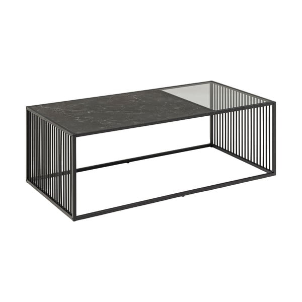 Crni stolić za kavu sa staklenom pločom stola 60x120 cm Strington – Actona