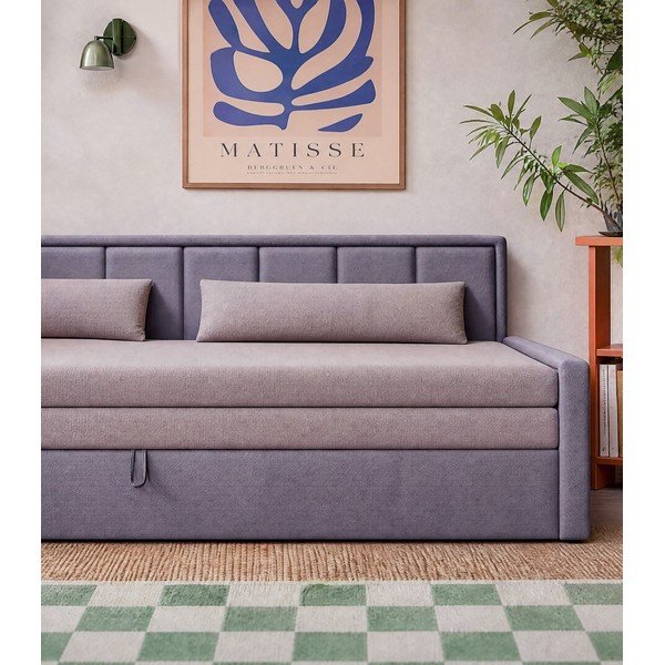 Ružičasta sklopiva/s prostorom za odlaganje sofa od šenila 214 cm Fulgeo – ELTAP-image-3