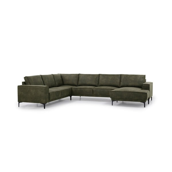 Zelena kutna garnitura od imitacije kože (s desnim kutom) Copenhagen – Scandic-image-2