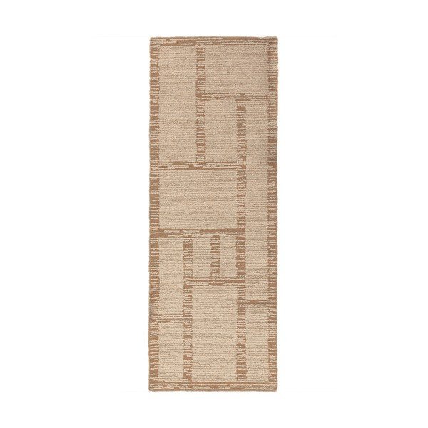 Ručno rađena vunena staza u prirodnoj boji 80x230 cm Harris Modula Wool – Flair Rugs