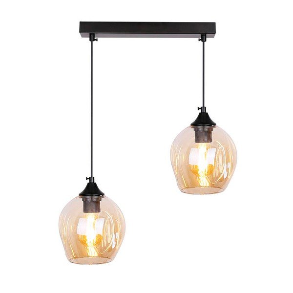 Crno viseće svjetlo sa staklenim sjenilom 14x48 cm Aspa - Candellux Lighting-image-3
