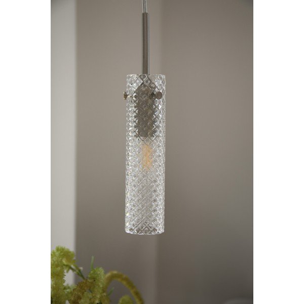 Staklena viseća svjetiljka u mat srebrnoj boji ø5x27,5 cm Vibia – Markslöjd-image-1