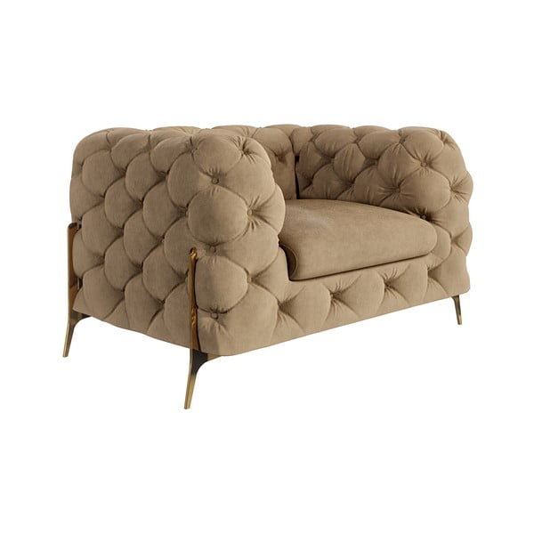 Svjetlo smeđa baršunasti fotelja Chelsea Bis – Ropez