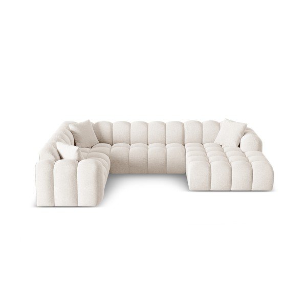 Krem kutna garnitura od šenila (s lijevim kutom/u obliku slova "U") Treno – Cosmopolitan Design