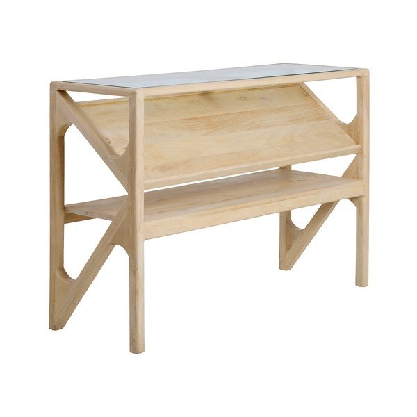 Pomoćni stol sa staklenom pločom stola u svijetloj prirodnoj boji 41x119 cm Yuki – Light & Living