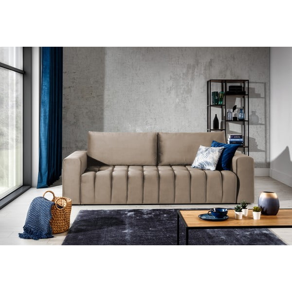 Svjetlo smeđa baršunasti sklopiva/s prostorom za odlaganje sofa 247 cm Lazaro – ELTAP-image-1