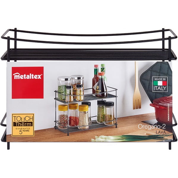 Crni dvoetažni stalak za začine Metaltex Lava -image-2