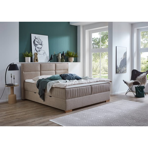Bež boxspring krevet s prostorom za pohranu 160x200 cm Tambo – Meise Möbel-image-1