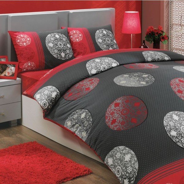 Posteljina za bračni krevet Valence Red, 200x220 cm