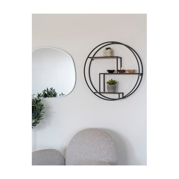 Podna polica od masivne paulovnije u crno-natur boji 62 cm Rotterdam – House Nordic-image-1