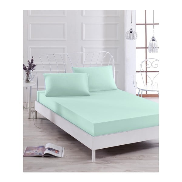 Mentol zeleni set plahti i jastučnice za krevet za jednu osobu, 100 x 200 cm
