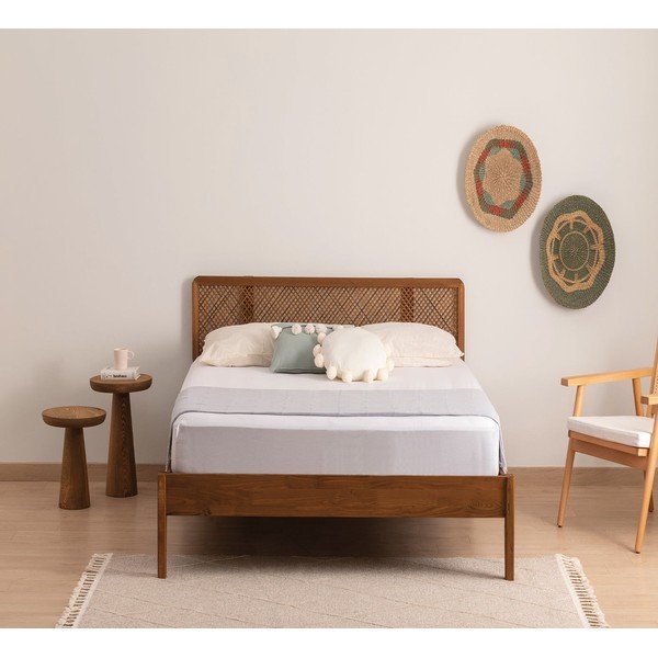 Krevet od masivne smreke s podnicom 90x200 cm u prirodnoj boji/tamno smeđi Izabelya – Kalune Design-image-2