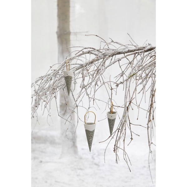 Viseća zelena keramička dekoracija Kähler Design Cone, visina 14,5 cm-image-2