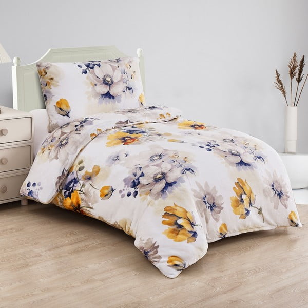 Bijela posteljina za krevet za jednu osobu od mikropliša 140x200 cm Blossom – My House