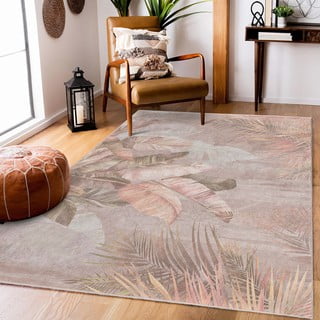 Bež perivi tepih 80x150 cm Dusty Leaves – Mila Home