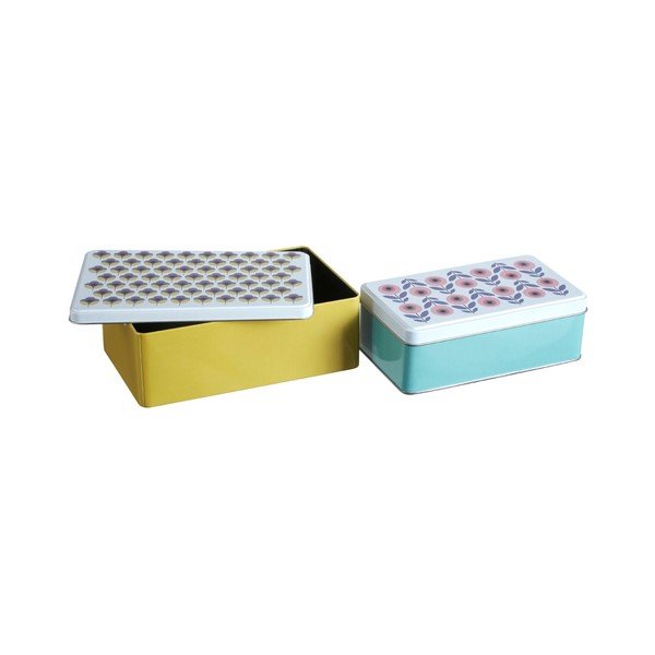 Metalne kutije za pohranu u setu  2 kom s poklopcem/dekorativne Joni – Premier Housewares-image-4