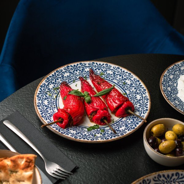 Bijeli/plavi porculanski tanjur ø 25 cm Azul – BonBistro-image-1