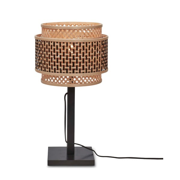 Crna/u prirodnoj boji stolna lampa s bambusovim sjenilom (visina 40 cm) Bhutan – Good&Mojo