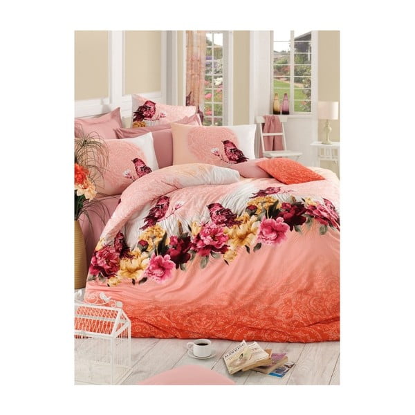 Narančasta posteljina za bračni krevet Claudia, 200 x 220 cm