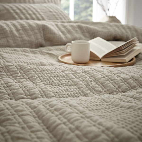 Bež posteljina za bračni krevet/za produženi krevet 230x220 cm Tamba Stripe – Pineapple Elephant-image-3