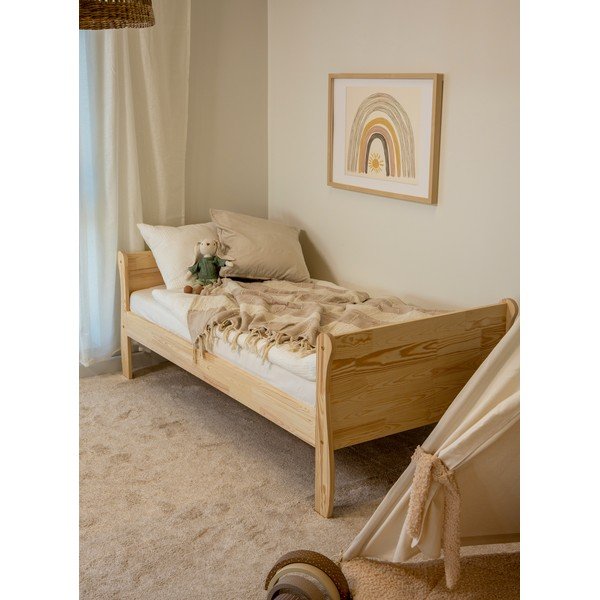 Dječji krevet od masivnog bora s podnicom 80x160 cm u prirodnoj boji Roma – Adeko-image-1